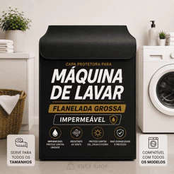 Capa Protetora para Máquina de Lavar Impermeável Courino Flanelada Grossa Universal 9kg a 18kg Anti Poeira Sol e Chuva
