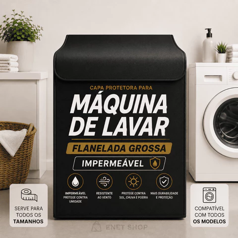 Capa Protetora Máquina de Lavar Roupa Impermeável Flanelada Reforçada Anti Poeira Sol Chuva 9kg a 18kg Universal