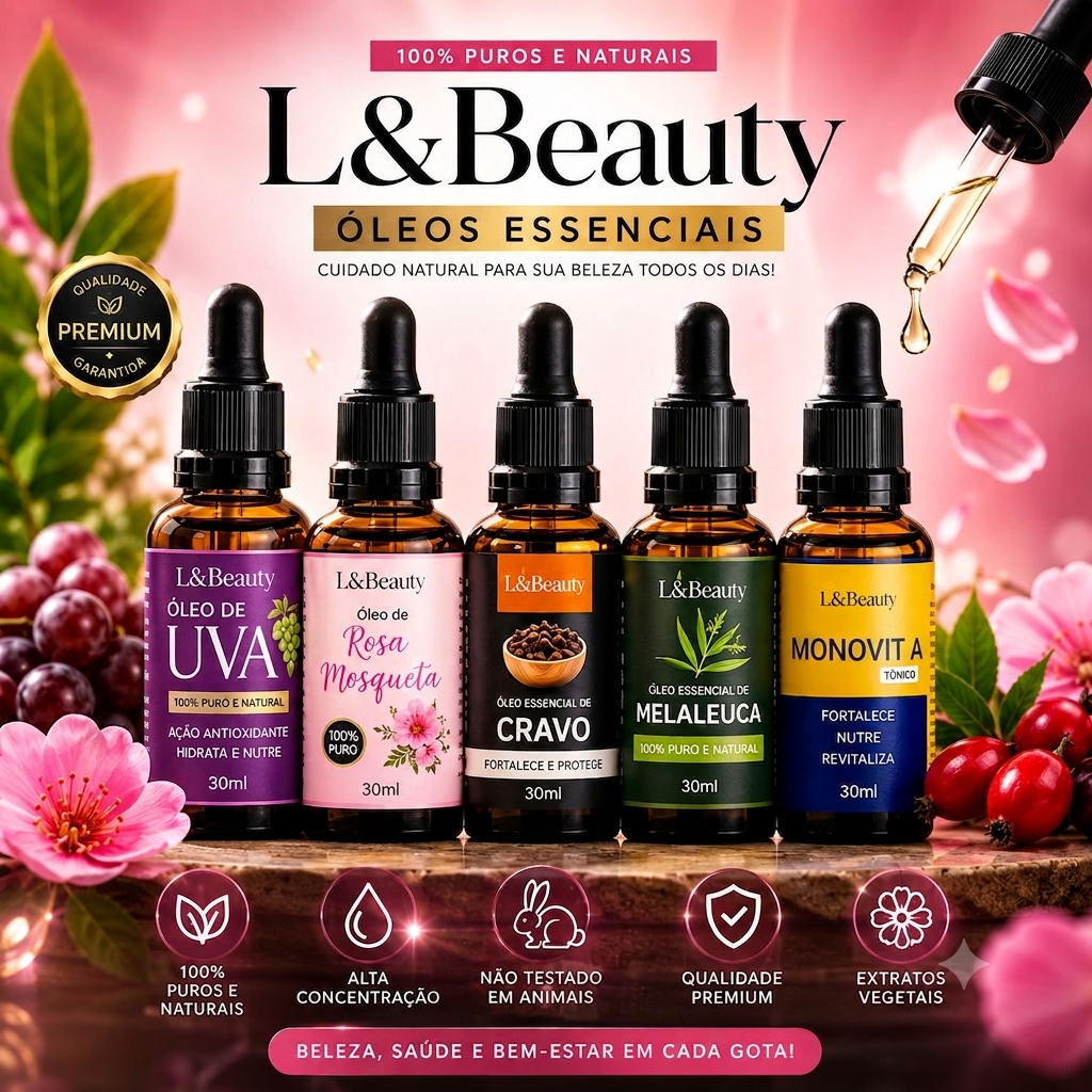 Monovit A | Óleo de Uva | Rosa Mosqueta | Melaleuca | Óleo de Cravo 100% Puro Facial Capilar Corporal Escolha sua O