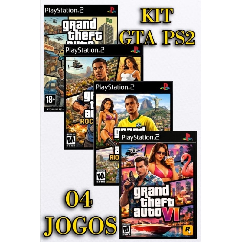 Kit 4 Jogos GTA  Playstation 2 - São Paulo Rio de Janeiro Rocinha GTA VI