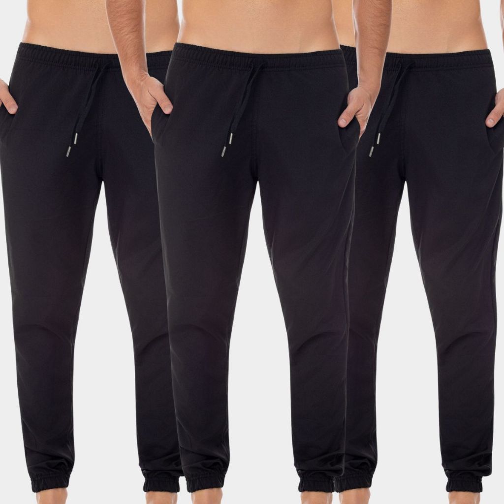 Kit 3 Calça Tactel Jogger Masculina Elastano Academia Frio Inverno Homem Esportiva Caminhada Cordão