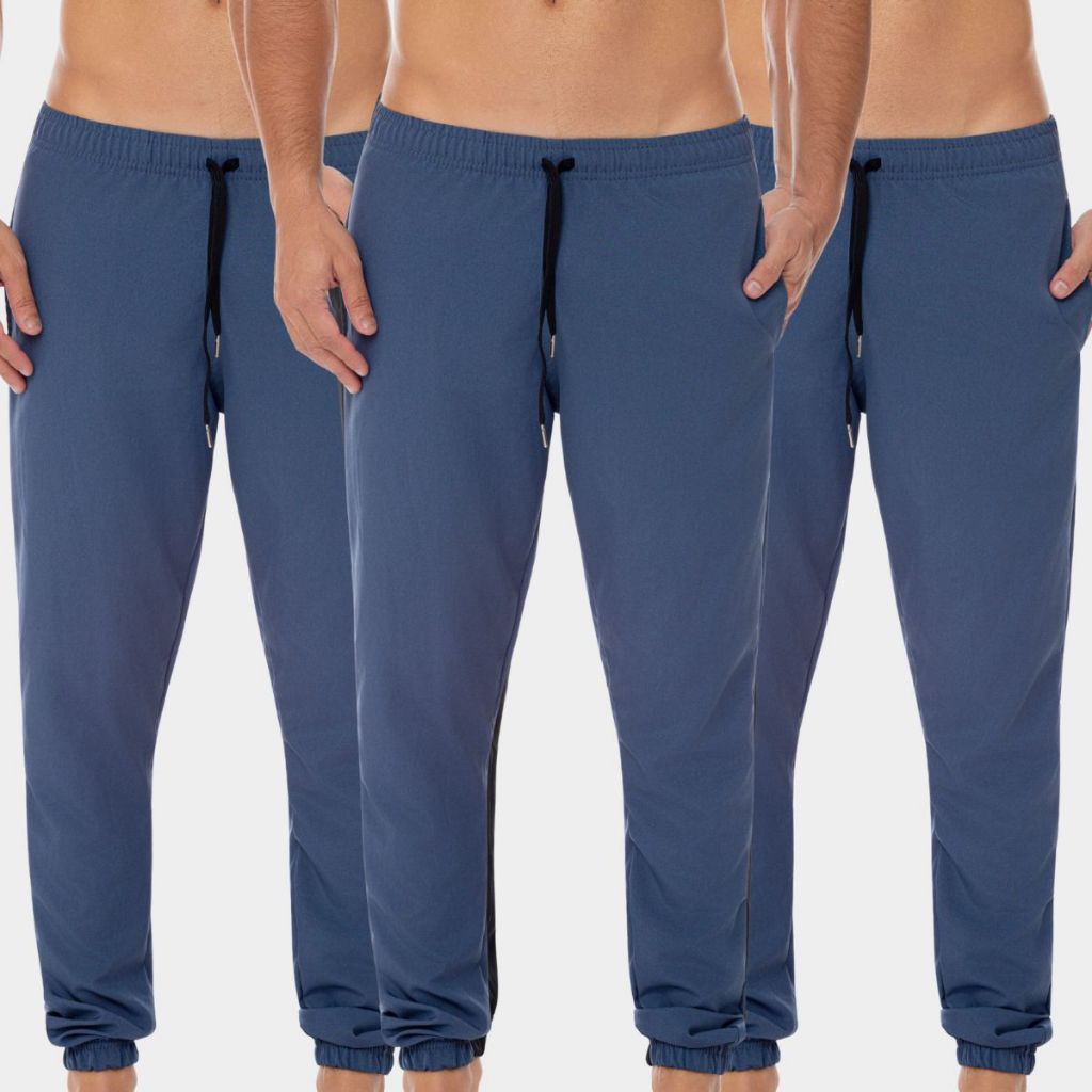 Combo 3 Calça Tactel Jogger Masculina Elastano Inverno Treino Homem Esportiva Academia Bolso Cordão