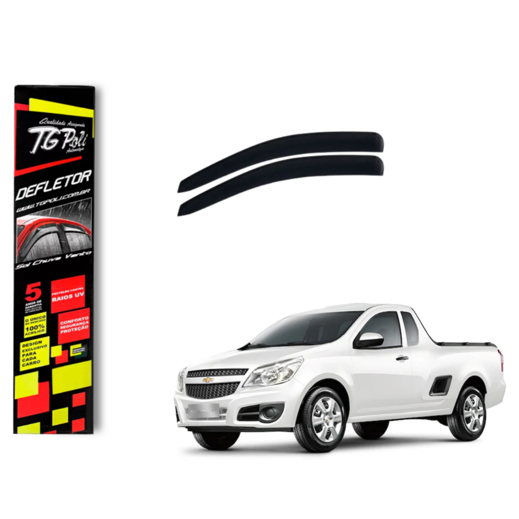 Calha de Chuva Chevrolet Montana 2003 a 2010 2 portas TG Poli Defletor Portas Protetor Janelas Fumê