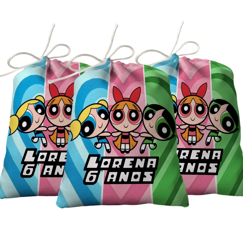 Sacolinha Lembrancinha Festa Aniversário Surpresa Tecido Personalizado Meninas Super Poderosas