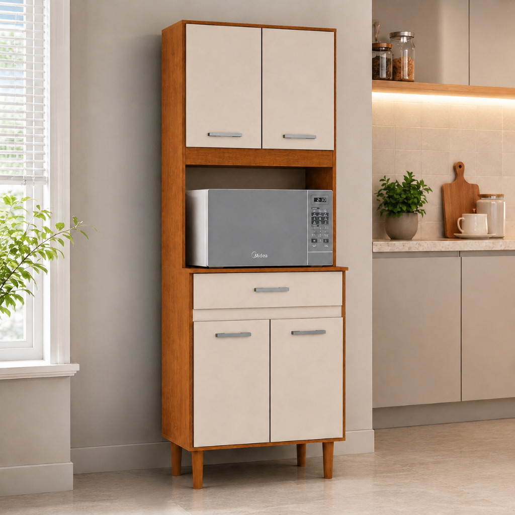 Paneleiro de Cozinha com Nicho para Micro-ondas MDP Moderno