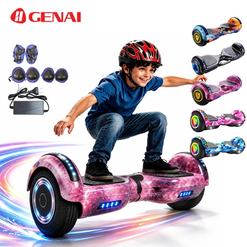 7" Hoverboard Elétrico Bivolt Infantil & Adulto Bluetooth LEDs Coloridos Autonomia15km Com equipamento de proteção