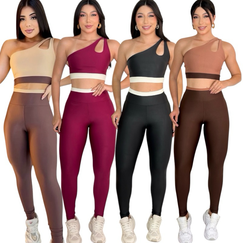conjunto academia calça e top fitness bocolor