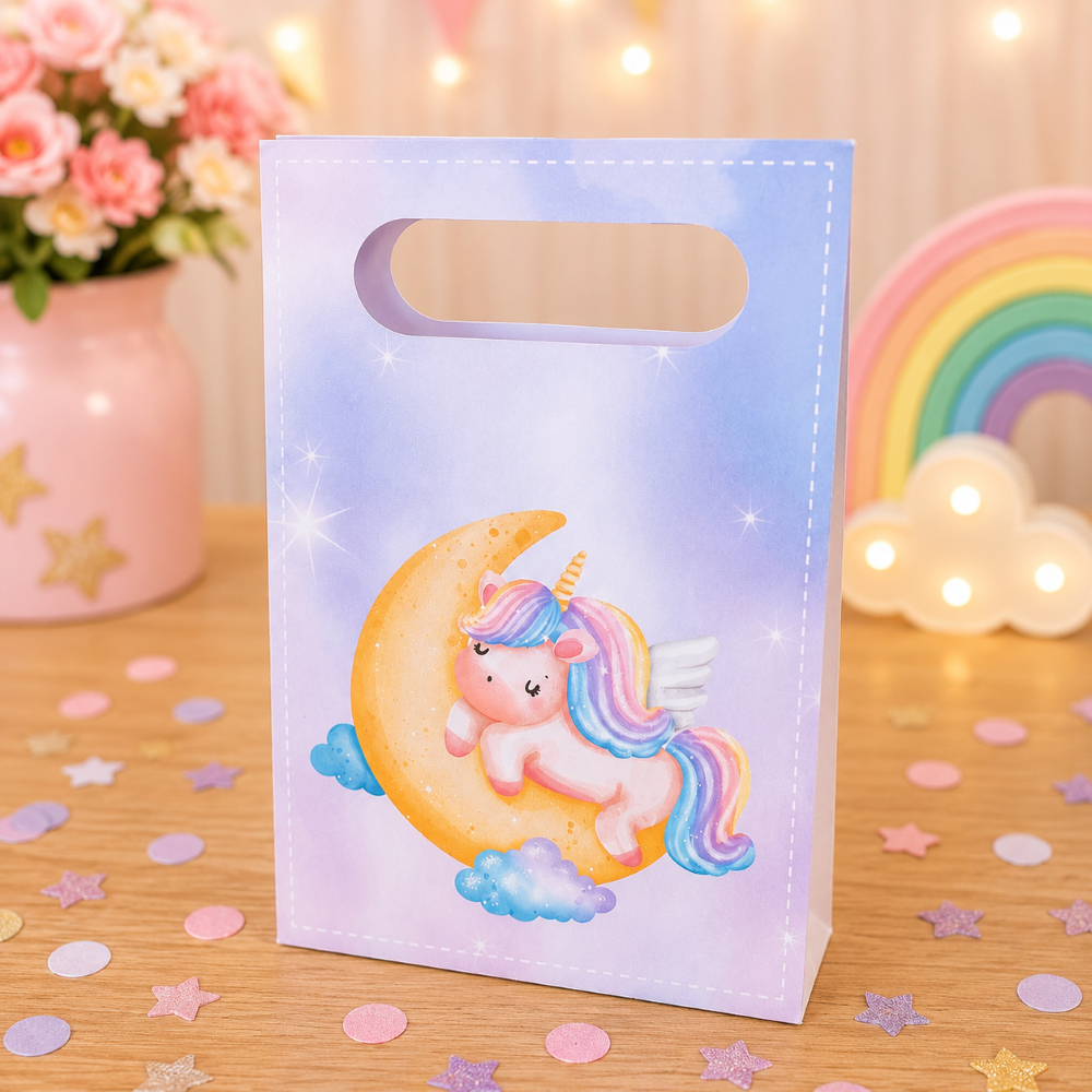 10 Sacolinhas UNICORNIO  - Sacolas para decoração e lembrancinha de festa infantil - Pegue e Monte