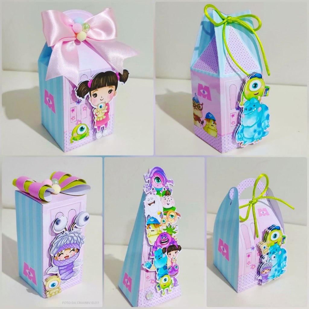 Pegue e Monte Kit Festa Personalizada Monstros SA / Caixinhas para Festa de Aniversário Lembrançinhas