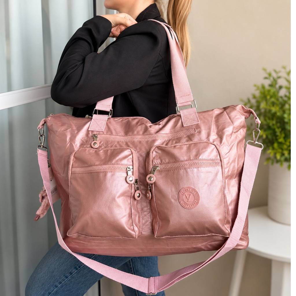 Bolsa de Ombro Grande Cores Metálicas Transversal com Chaveiro Faculdade e Escolar Viagem