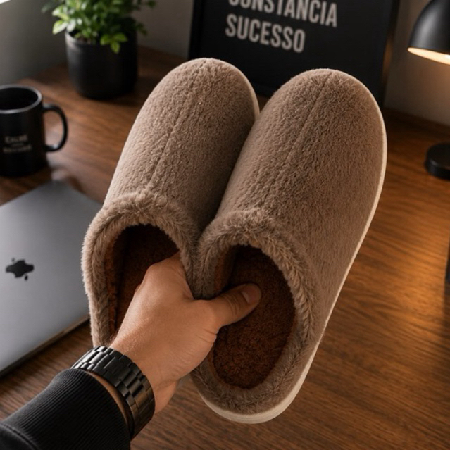 Pantufa Masculina Peluciada Quentinha Antiderrapante Super Macia Inverno