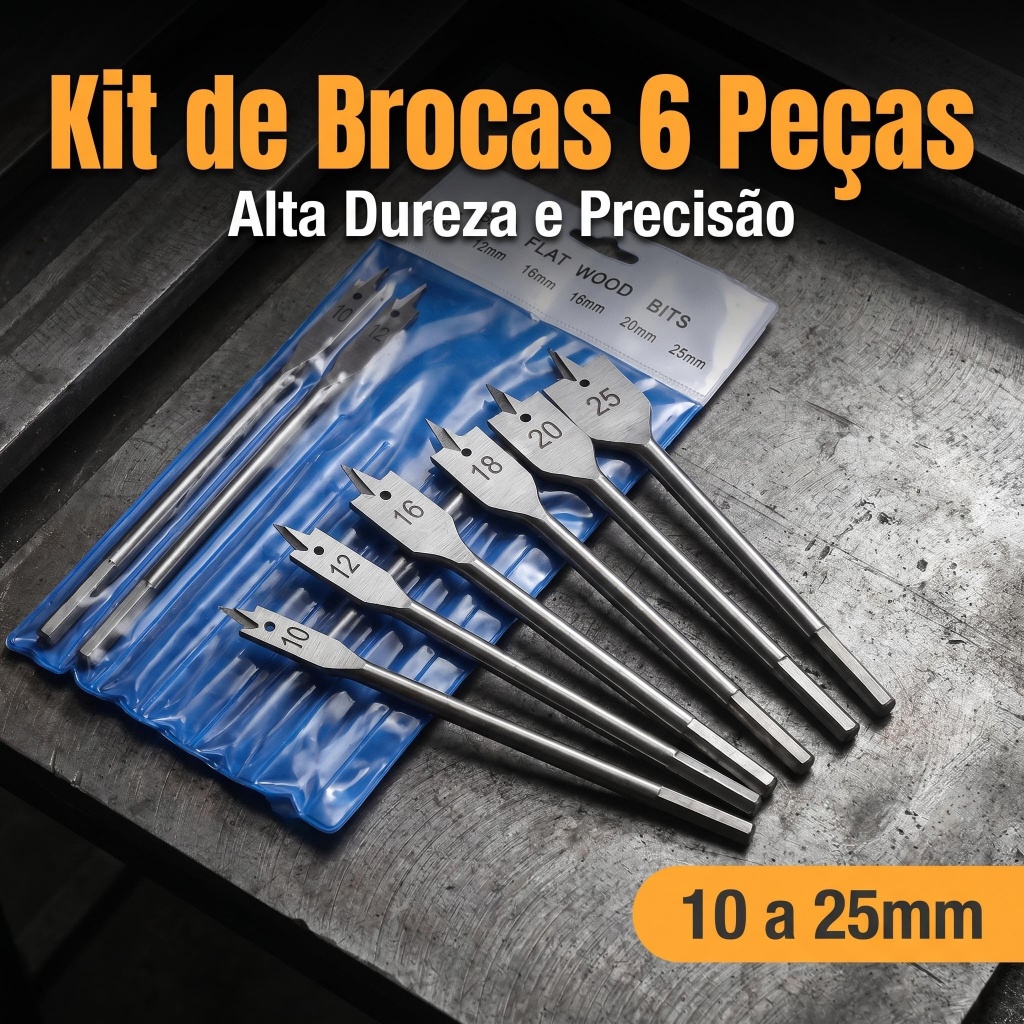Conjunto Brocas Chapa Madeira Perfuração Rápida Fácil Uso