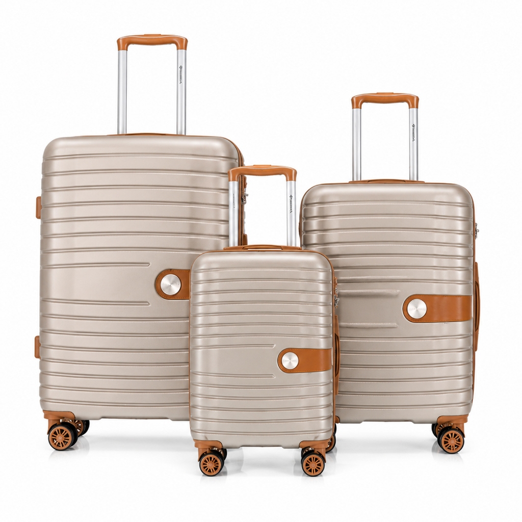Kit 3 Malas de Viagem P M G Bordo Primicia ANAC com Cadeado TSA Rodinhas 360° ABS Resistente Rígida