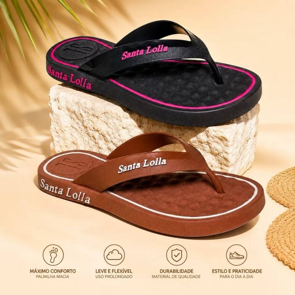 Kit 2 Pares De Chinelo Ortopedico Feminino Sandalia Sola Baixa  Macia Idoso Confortavel Antiderrapante Dia a Dia