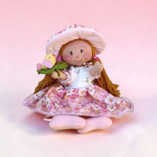 Atelie das Marocas Boneca de Pano Artesanal com Passarinho rosa unissex menina menino antialergico infantil