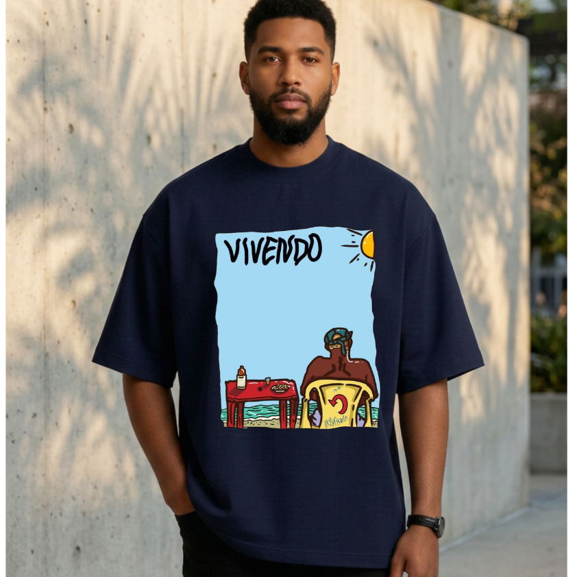 Camiseta Vivendo Praia Verão Masculina Oversized 100% Algodão Estampa Lifestyle Streetwear  Opção 2
