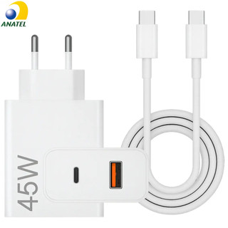 Carregador Tipo C 45W ou 33W A53 A73 S20 S21 S22 S23 S24 S25 M30 M20 Redmi Note 12 Poco X3 Carregador Completo Turbo Pow
