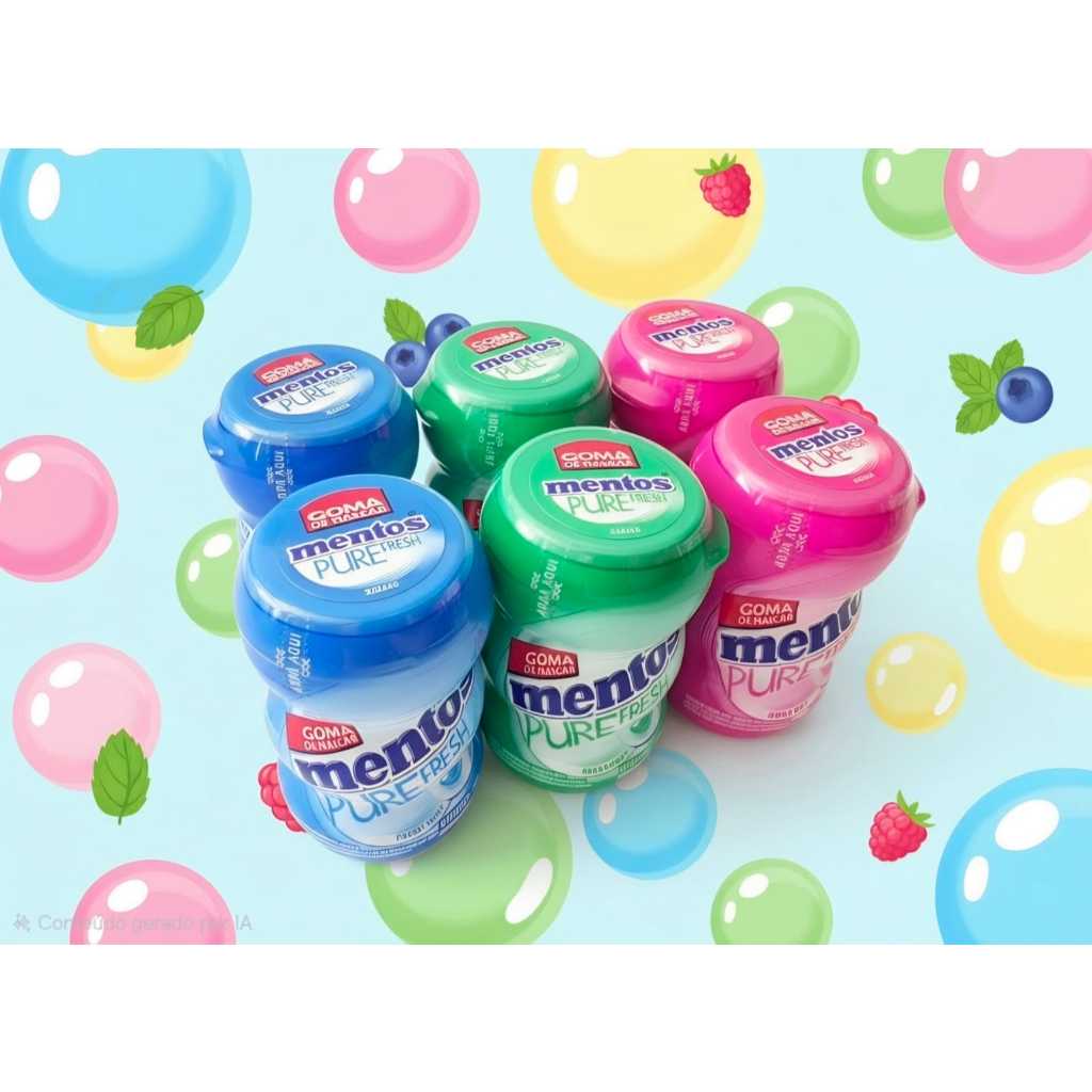 Kit 06 Chicletes Mentos Mini Pure Fresh Pote 20grs — imagem 2 de 2