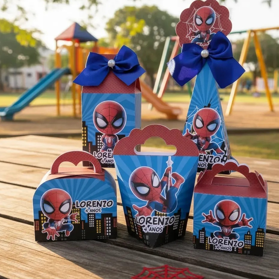 Kit Festa  Personalizados Homem Aranha Baby - Lembrancinhas - Caixinhas Homem Aranha Cute - Aniversário Festa Infantil