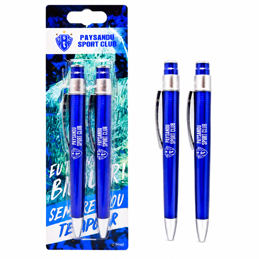 Kit 2 Canetas Paysandu Oficial - Azul e Prata | Produto Licenciado PSC