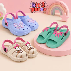 Kit 3 Pares Sandália Infantil Menina Macio e Confortável