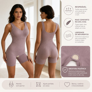 Macaquinho Modelador Feminino Sem Costura com Bojo Removível – Cintura Fina, Levanta Bumbum e Compressão Confortável