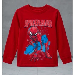 Camiseta Infantil Manga Curta Manga Longa 100% Algodão - Homem Aranha