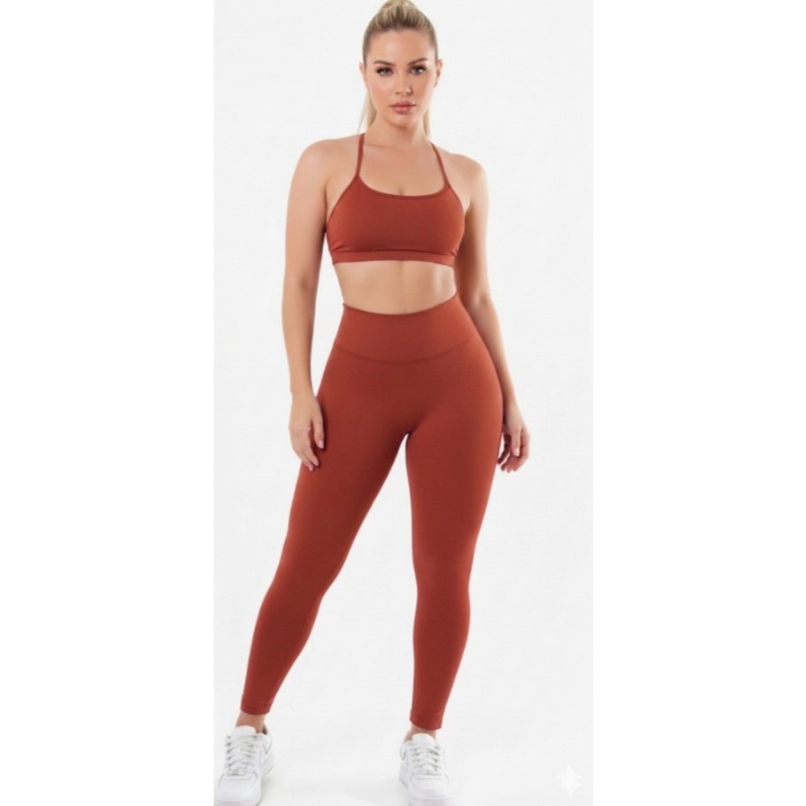 Conjunto Fitness Feminino Calça Cós Alto e Top Alcinha Treino Academia Fitness Crossfit Ioga