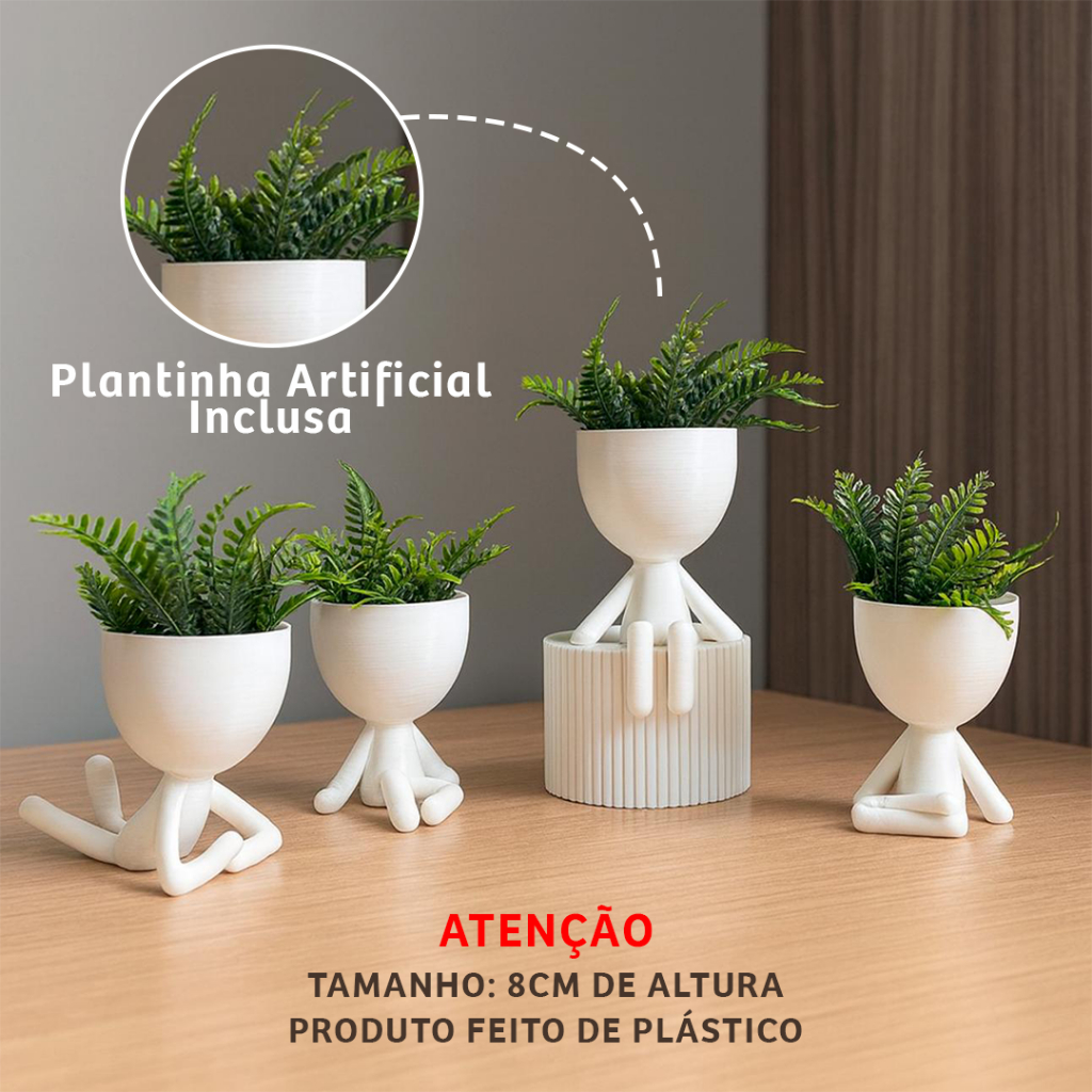 Kit 3 | 4 Mini Vasinhos com Planta FLOR artificial Enfeite Decoração Casa vaso de plástico tamanho mini 7 cm