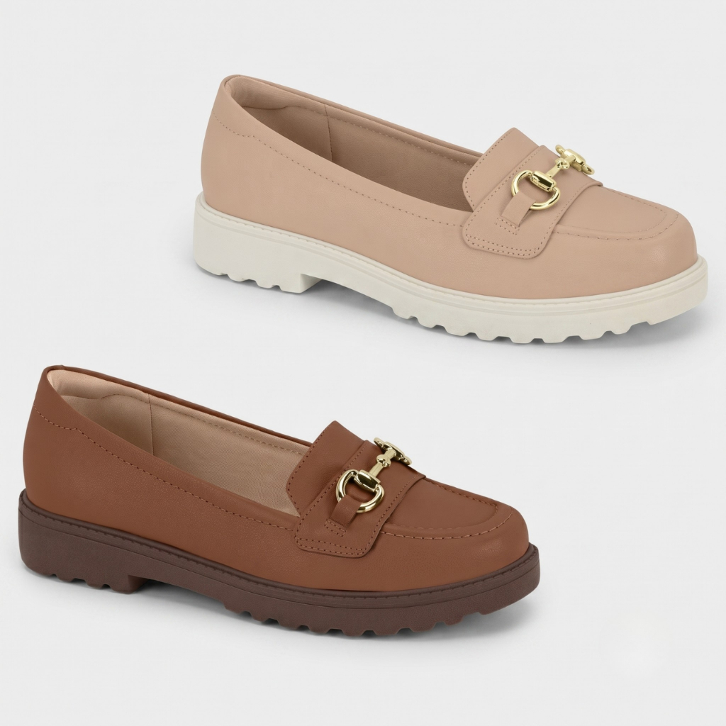 Mocassim Modare Feminino Tratorado Fivela Dourada Ultraconforto