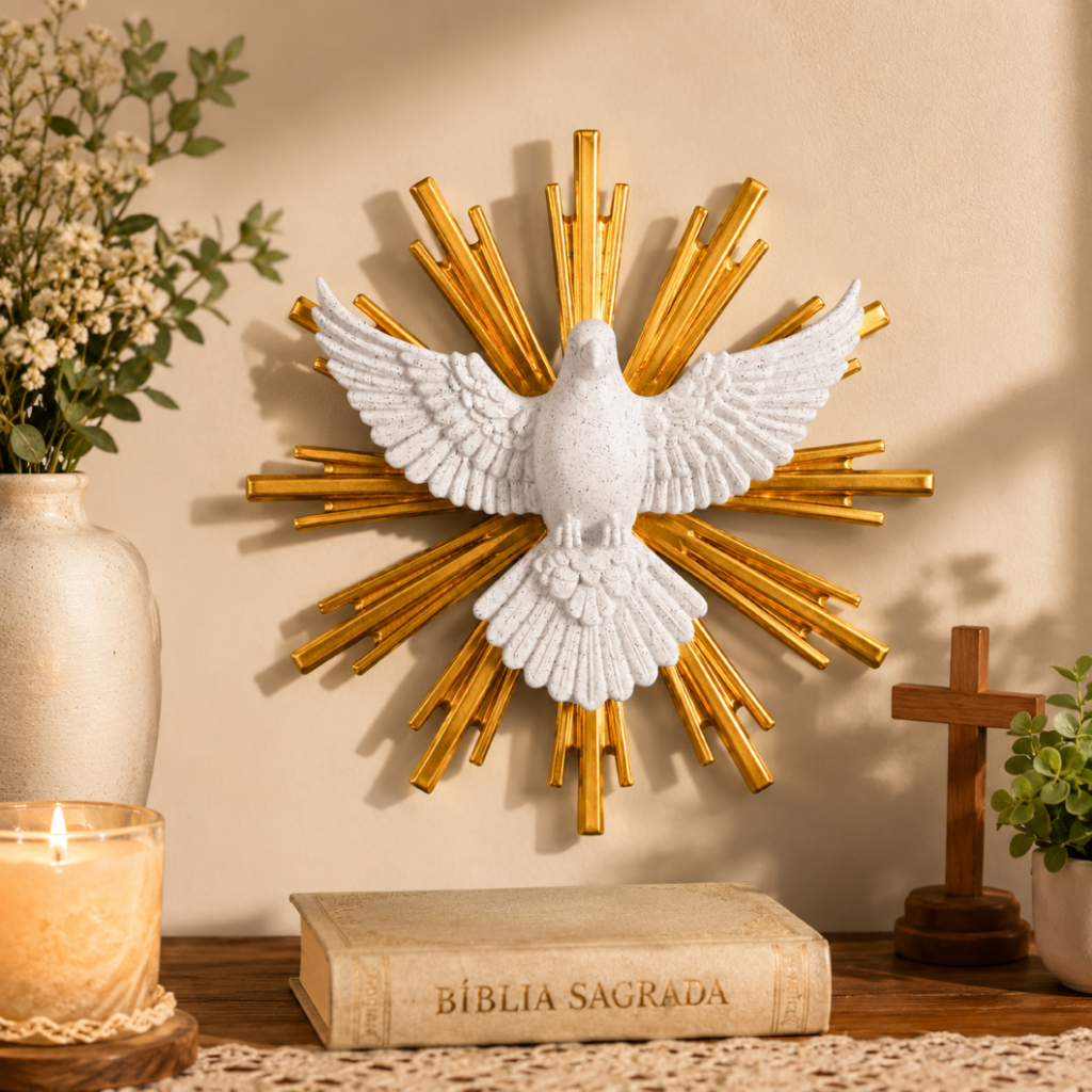 Imagem Espírito Santo 22cm Decorativa | Escultura Religiosa em PLA Premium | Impressão 3D | Decoração Cristã