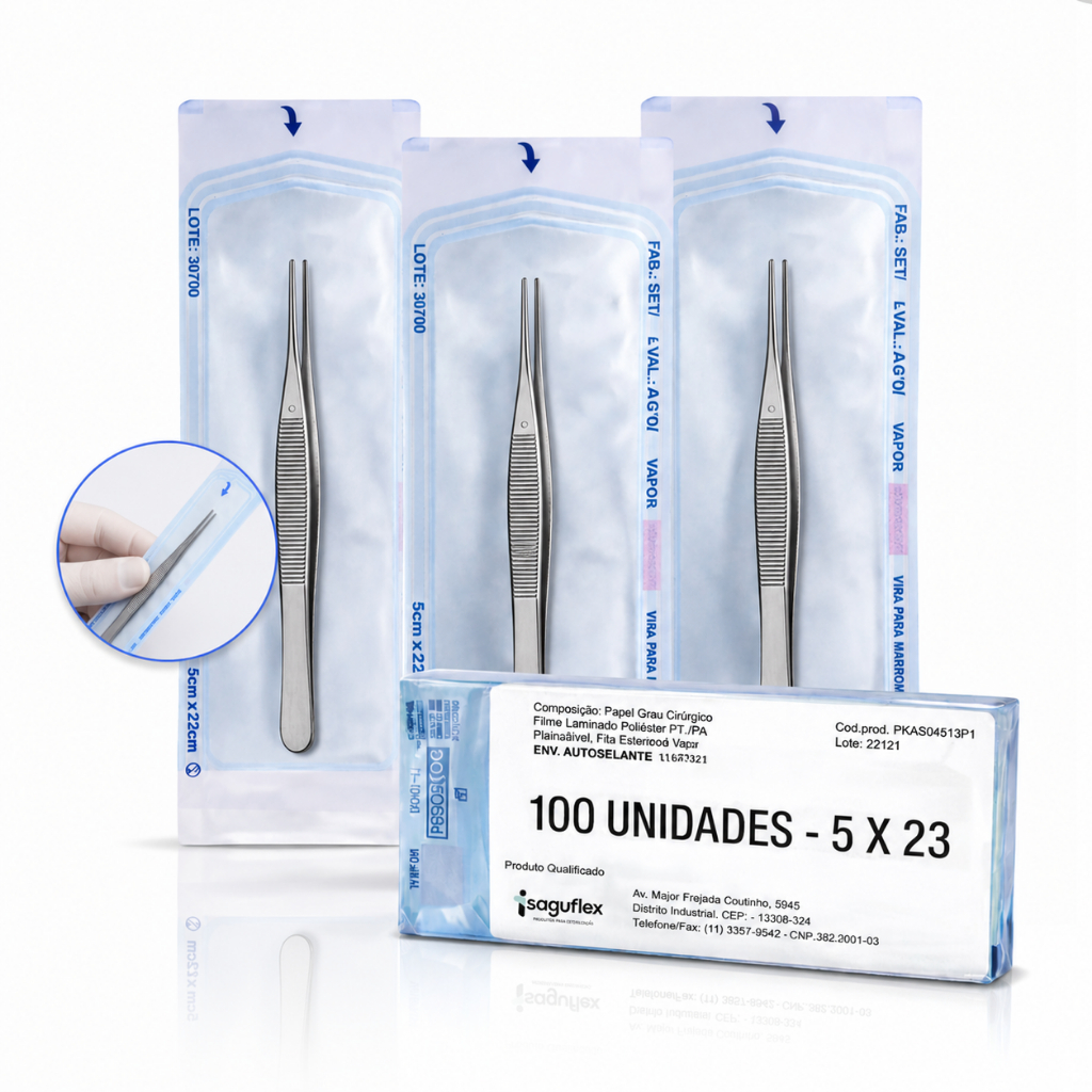 Envelope Esterilização 5x23cm Auto selante Para Pinça Autoclave Profissional