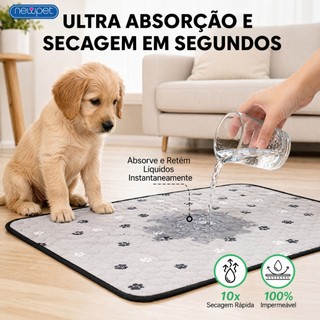 Tapete Higiênico Cinza Escuro Lavável 80x60cm Sem Plástico Gotejante Super Absorvente Anti-Vazamento para Cachorro