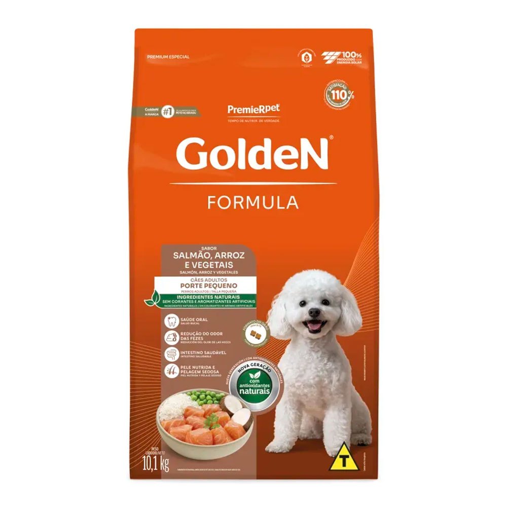 Ração Golden Fórmula Cães Adultos Raças Pequenas Salmão e Arroz Mini Bits 10,1Kg