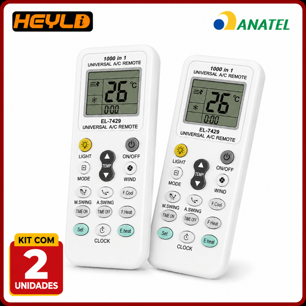 2 Controles Remotos Ar Condicionado Universal Todos Modelos