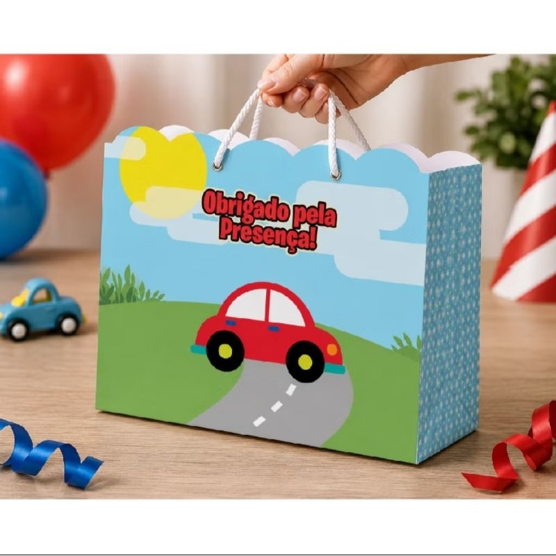 Sacolinha Personalizada Carrinhos Lembrancinha Festa Aniversário