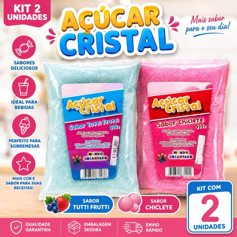 Açúcar Próprio Para Algodão Doce 500g Para Festas ~ Eventos