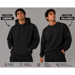 Moletom Canguru Com Capuz e Bolso Ou Blusa de Frio Gola Careca Casaul Estiloso Agasalho Suéter