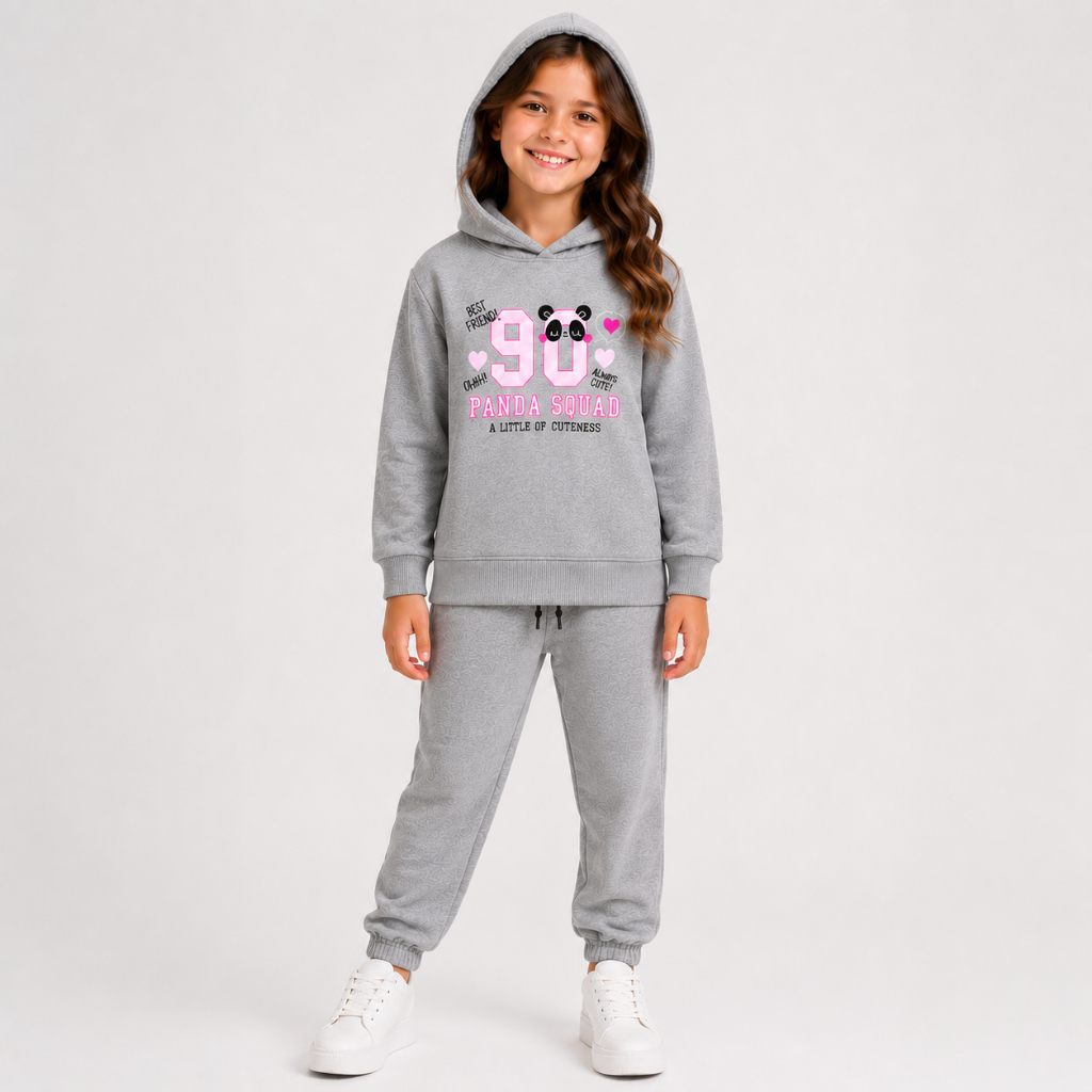 Conjunto Moletom Infantil Menina | Casaco com Capuz e Orelhas Interativas Estampa Frontal + Calça Moletom Peluciado