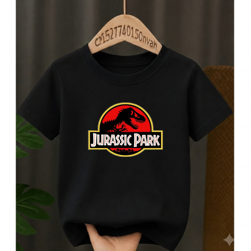 Camiseta Infantil Juvenil Jurassic Park Confortável 100% Algodão Fio 30.1 Dinossauro Unissex Kawaii Cartoon