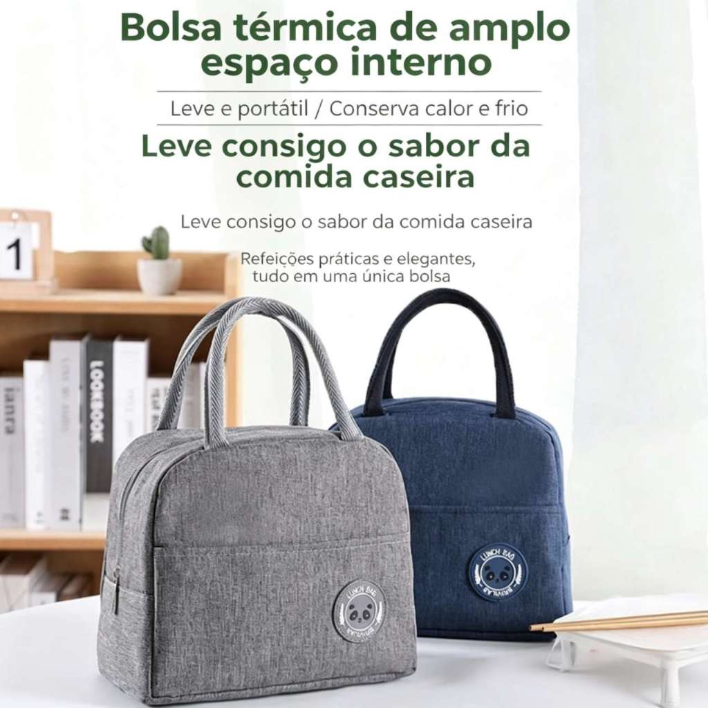 🧺Bolsa Lanche Isolante Térmica Grande Capacidade Impermeável Alça Confortável para Almoço