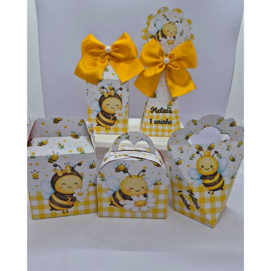 PERSONALIZADOS ABELHINHA KIT CAIXINHAS LEMBRANCINHAS FESTA ANIVERSÁRIO INFANTIL. FAÇO OUTROS TEMAS
