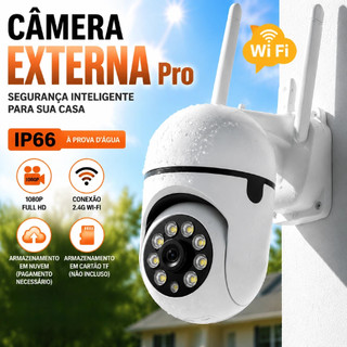 Câmera de Segurança Full HD 1080P Visão Noturna IP66 À Prova D'Água Wi-Fi 2.4GHz Infravermelha
