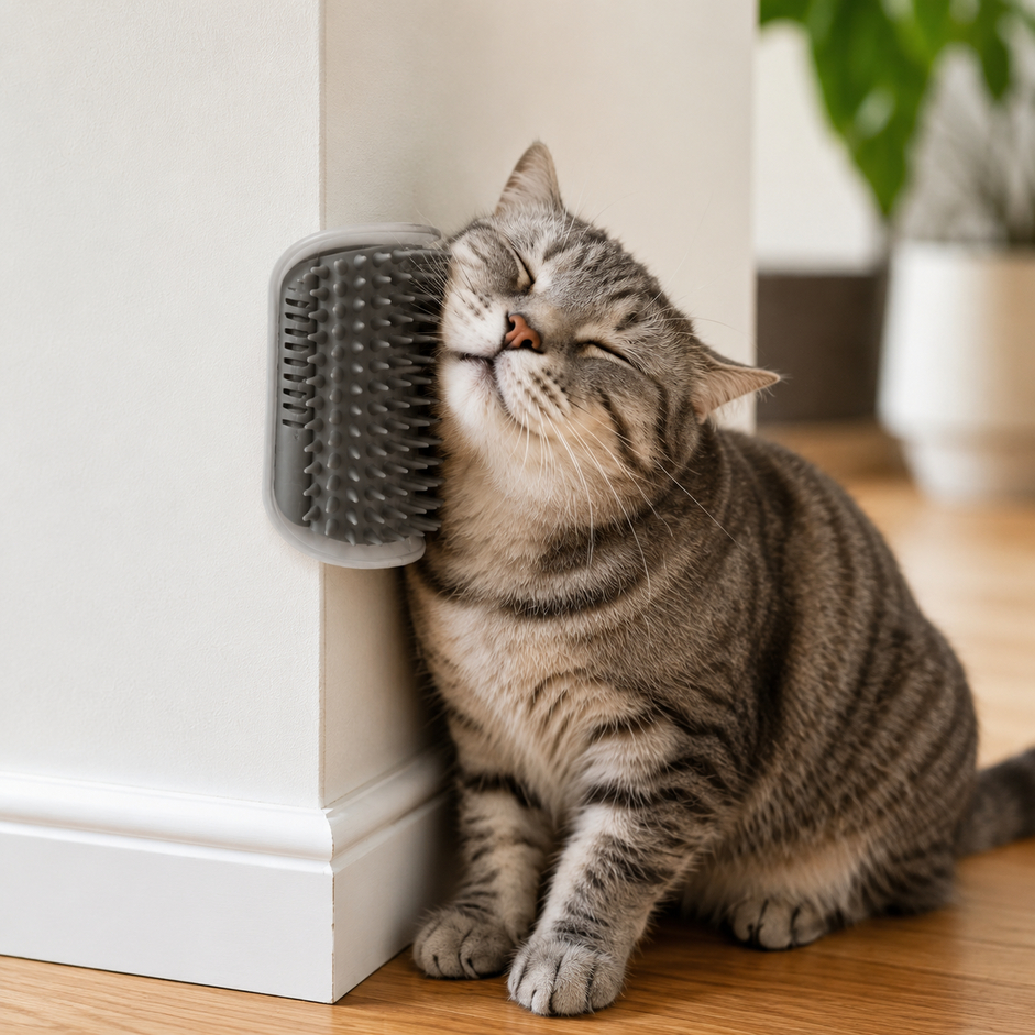 Escova Tira Pêlos Coçador Com Catnip Erva Do Gato