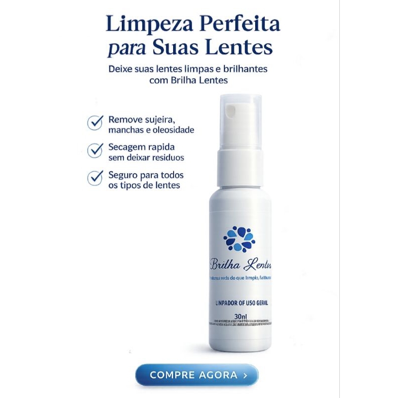 Solução limpa lentes de óculos e telas com 30 ml.