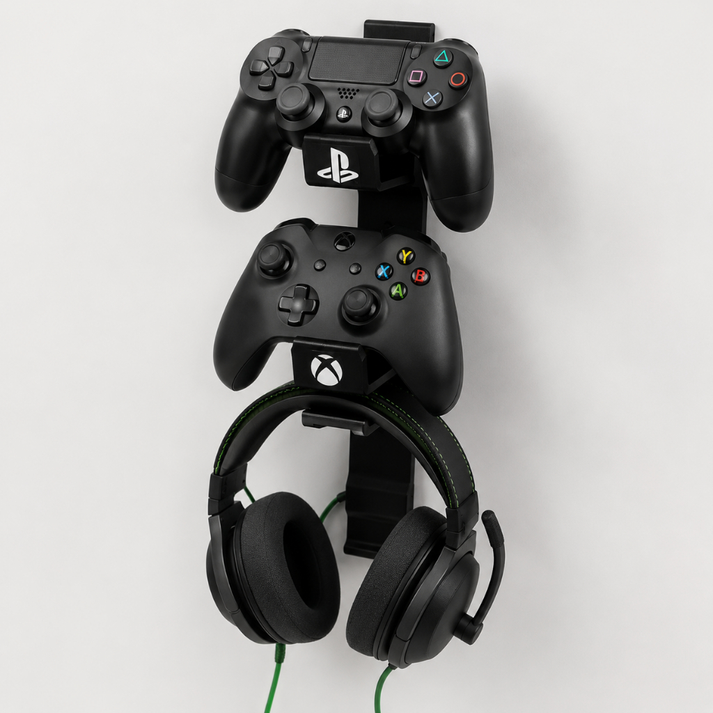 Suporte Apoio De Mesa Para 2 Controles Compatível Com  Playstation, Ps3, Ps4, Ps5, Dualsense, Nintendo e Xbox One
