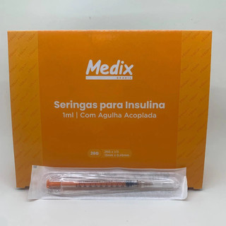 Seringa Insulina 1ml Com Agulha 13x0,45mm 26G Luer Slip Medix