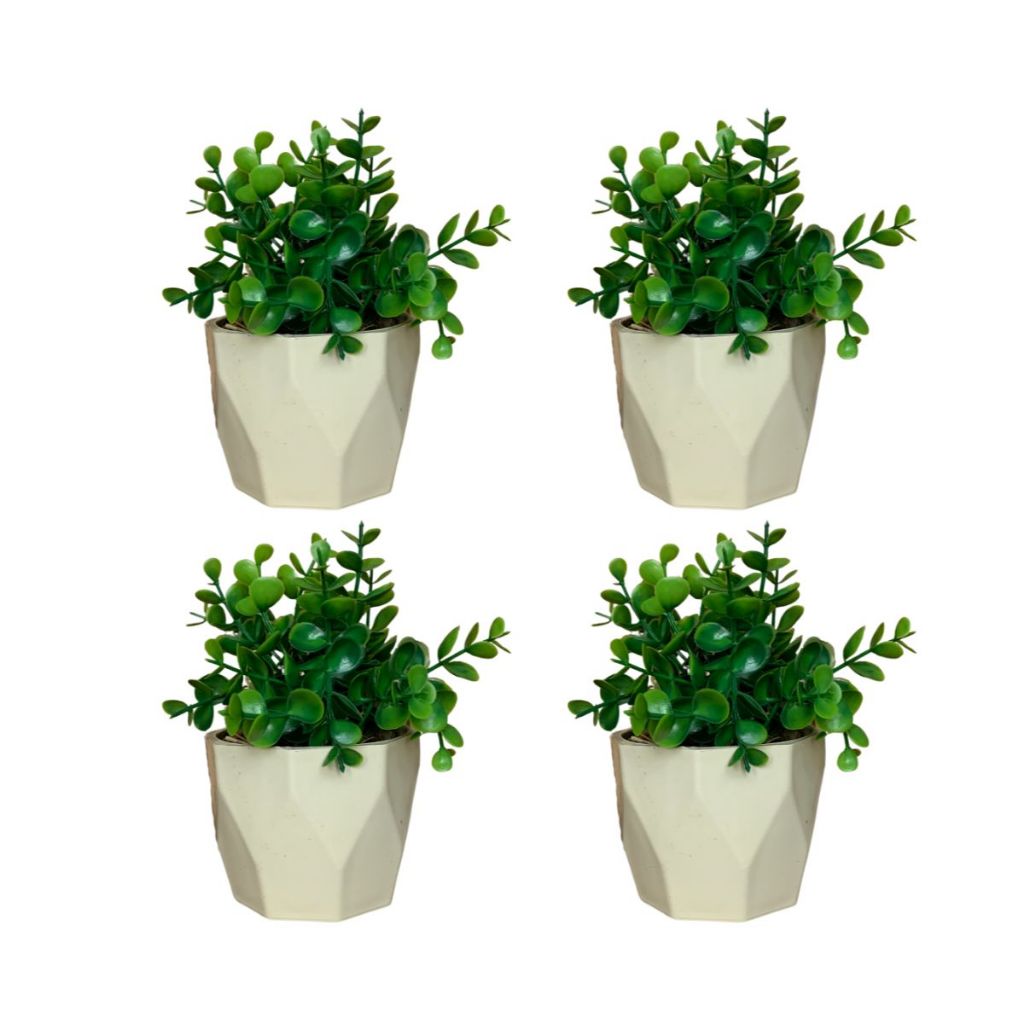 KIT 4 VASOS VASINHOS DECORATIVOS COM FLORES ARTIFICIAIS PARA CASA