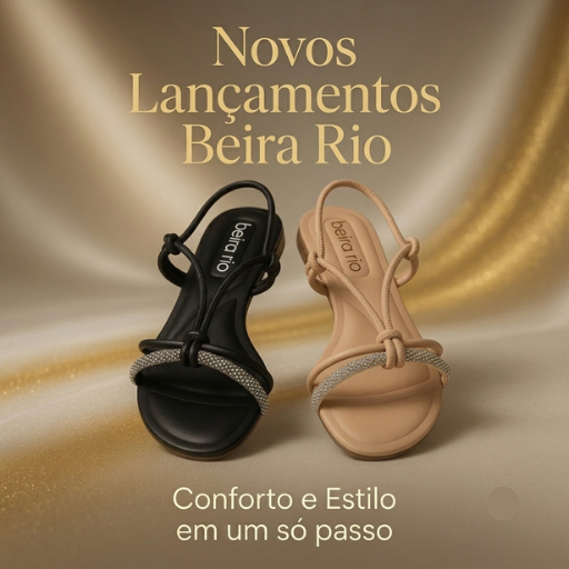 Beira Rio Chinelo Rasteira Feminino Tira Strass Conforto Casual