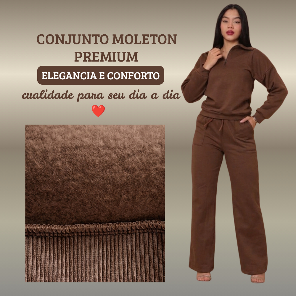 Conjunto Femenino Moleton Elegante Con Bolso Funcional Inverno